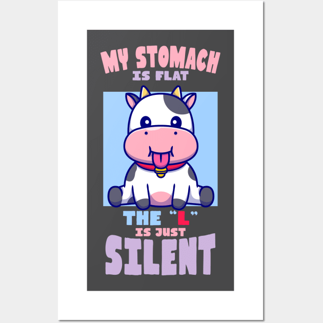 Flat Stomach Cute Baby Cow Wall Art by crimsonshirt